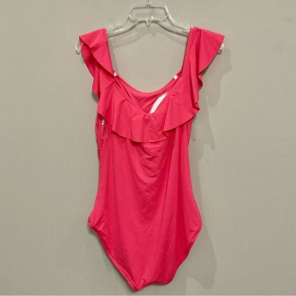 Tommy Bahama Pearl Off The Shoulder One Piece Swimsuit Sz 16 New Coral Coast - Picture 9 of 9